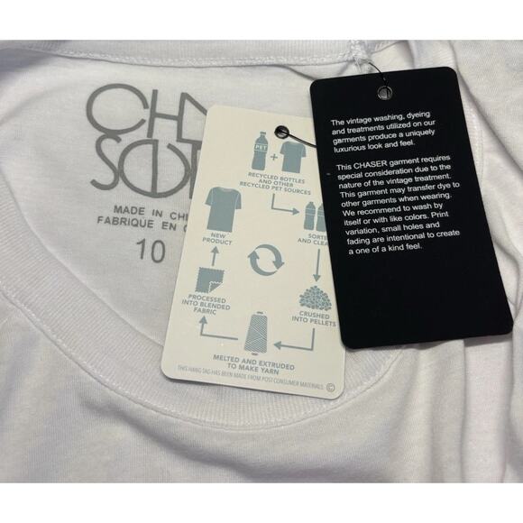 Chaser Girls Rainbow Peace Sign Flutter Short Sleeve T Shirt White Size 10 Girls - Picture 4 of 8